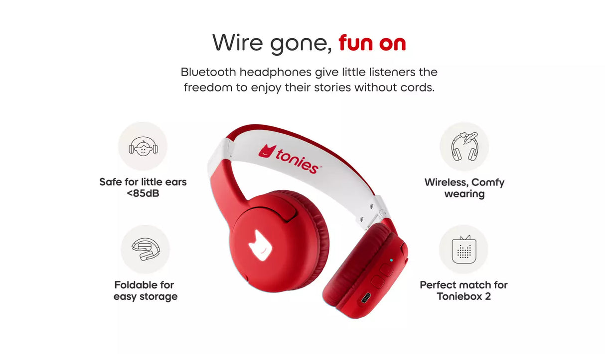 tonies Red Bluetooth Headphones for Toniebox 2