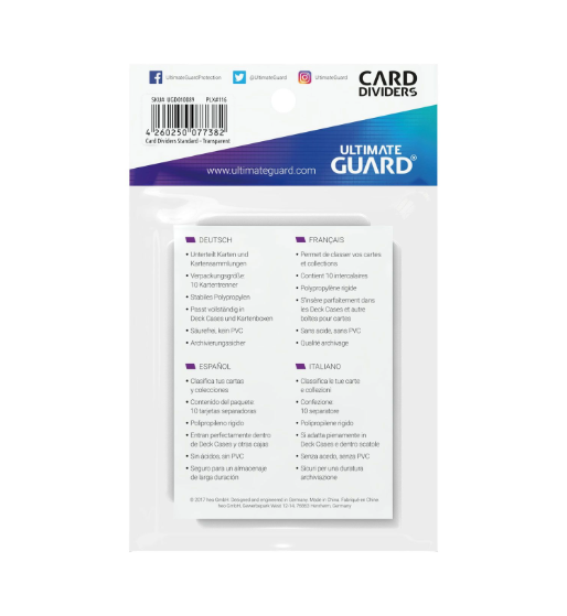 Ultimate Guard Card Dividers Standard Size (10) - Transparent