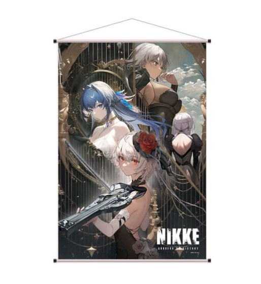 Goddess of Victory: Nikke Premium Fabric Wallscroll – Sugar, Helm, Julia & Modernia (60 x 90 cm)