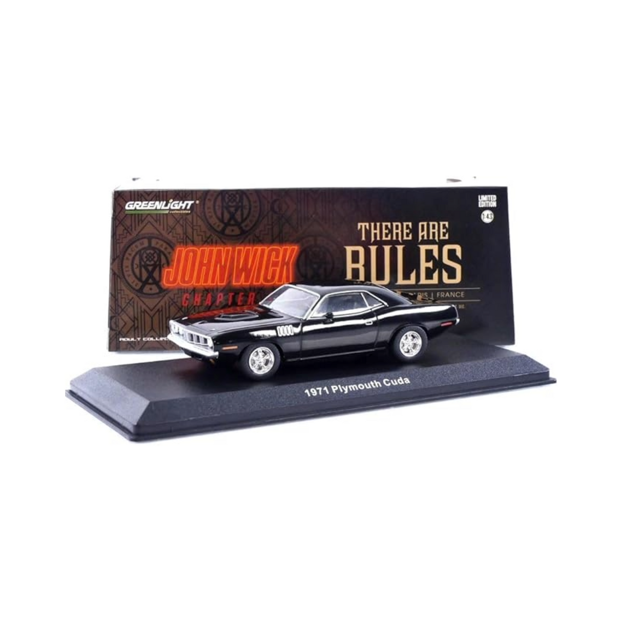 1971 Plymouth Barracuda Black "John Wick Chapter 4" (2023) Movie "Hollywood" Series 1/43 Diecast Model Car by Greenlight
