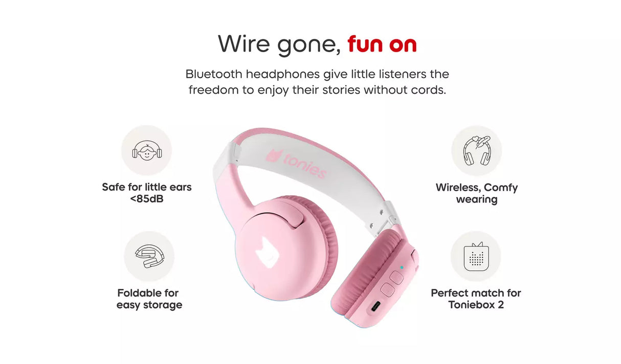 tonies Pink Bluetooth Headphones for Toniebox 2