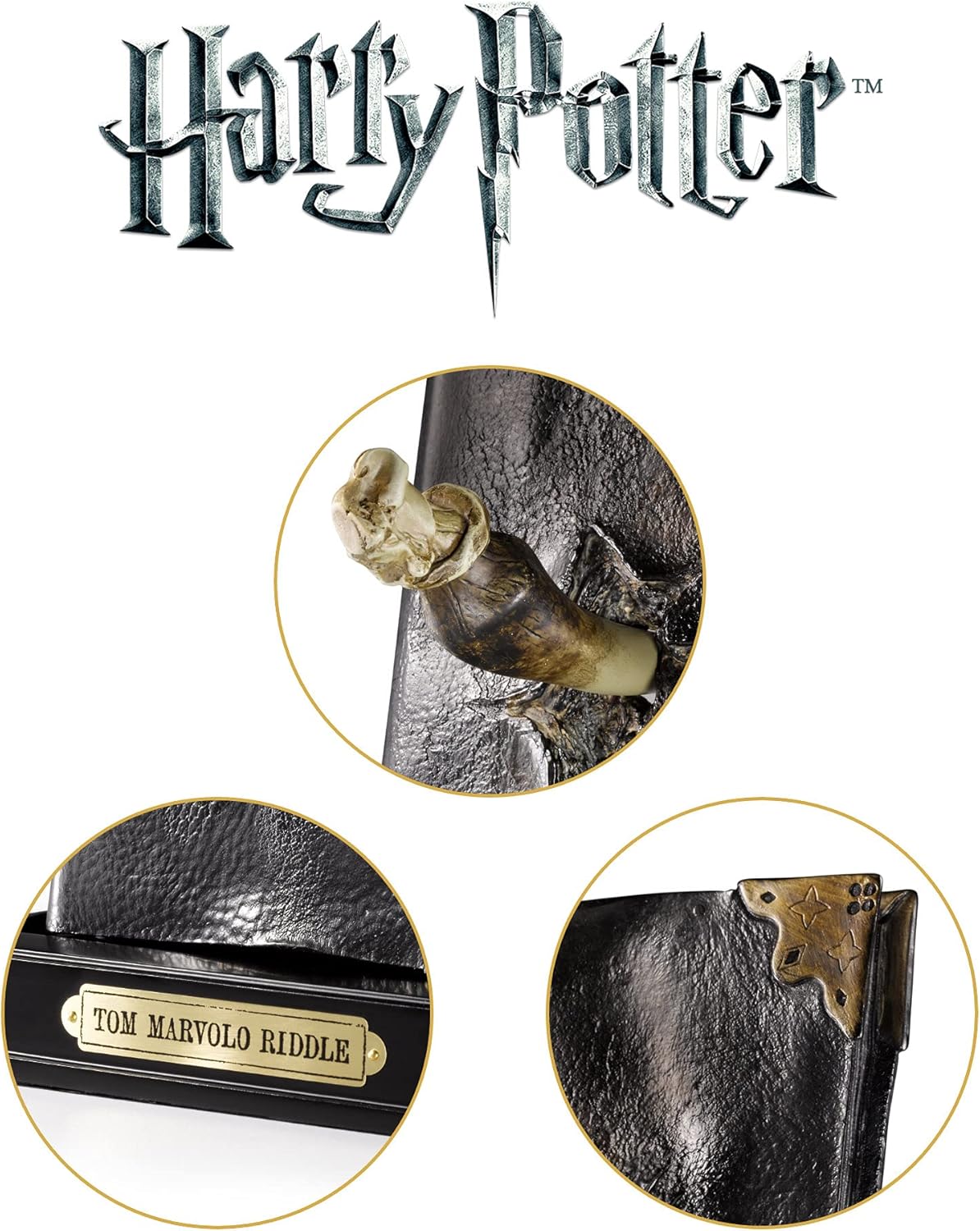 The Noble Collection Harry Potter Basilisk Fang and Tom Riddle Diary Sculpture - 9in (23cm) Resin Horxcrux Replica - Officially Licensed