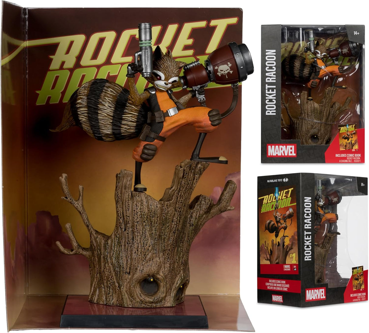 McFarlane Marvel Rocket Racoon 1:6th Scale Collectible with Scene (Rocket Racoon: A Chasing Tale #1