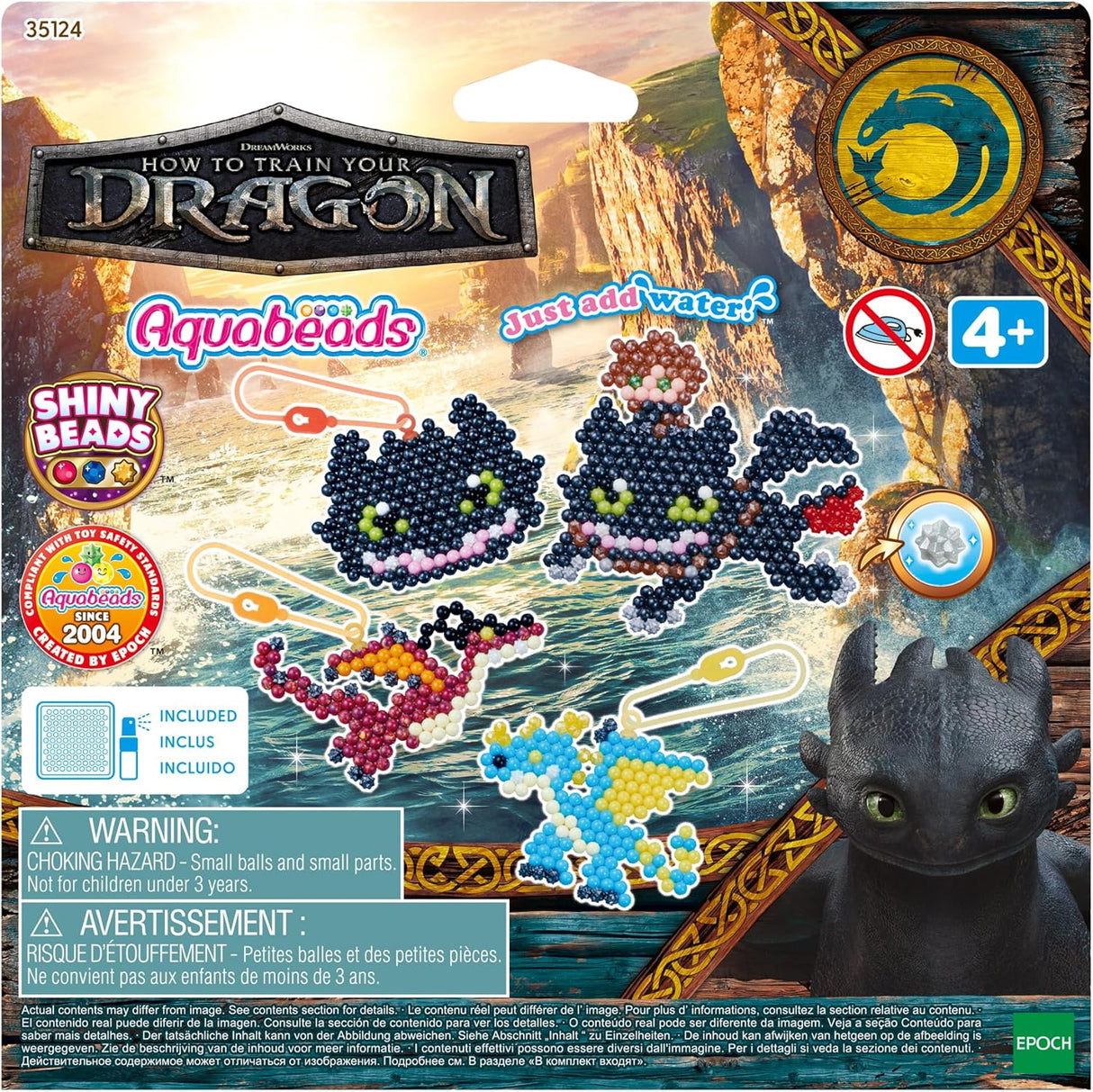 Aquabeads How to Train Your Dragon Craft Kit - Craft Kit for Kids Ages 4+ - 700 Beads with Tray  Sprayer & Keychains - Create Toothless  Hiccup & More