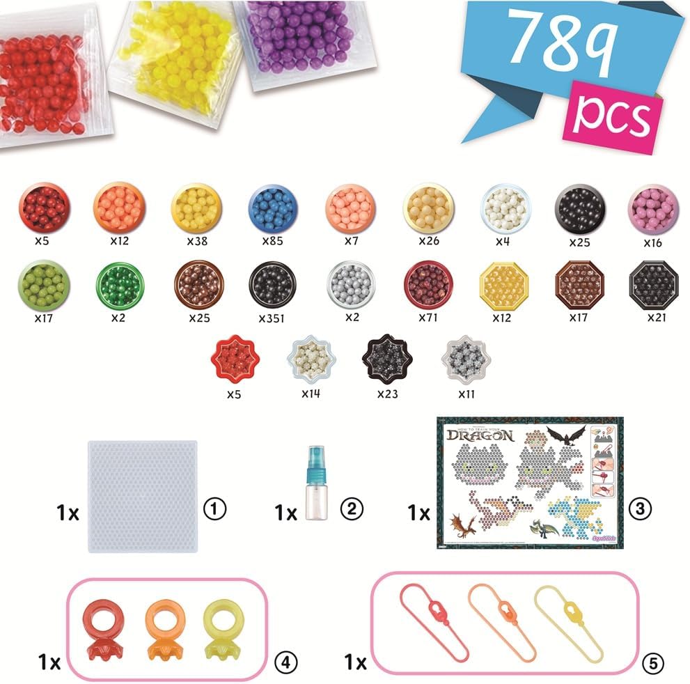 Aquabeads How to Train Your Dragon Craft Kit - Craft Kit for Kids Ages 4+ - 700 Beads with Tray  Sprayer & Keychains - Create Toothless  Hiccup & More