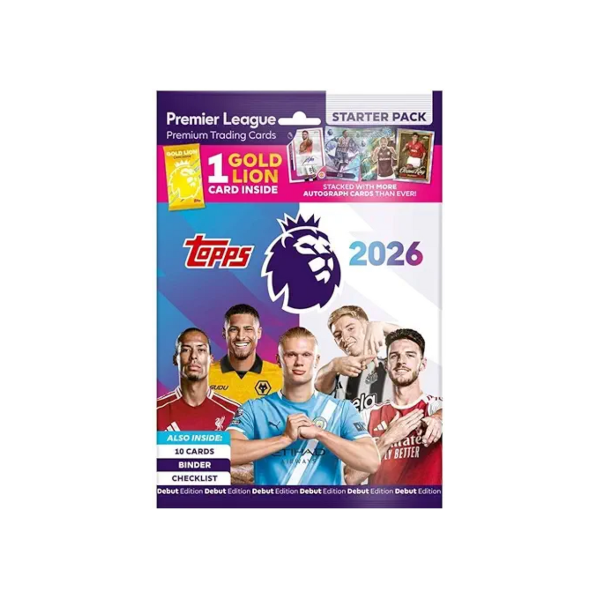 Topps Premier League 2025/26 Starter Pack   Includes 10 New Trading Cards Binder Checklist + 1 Gold Lion Card